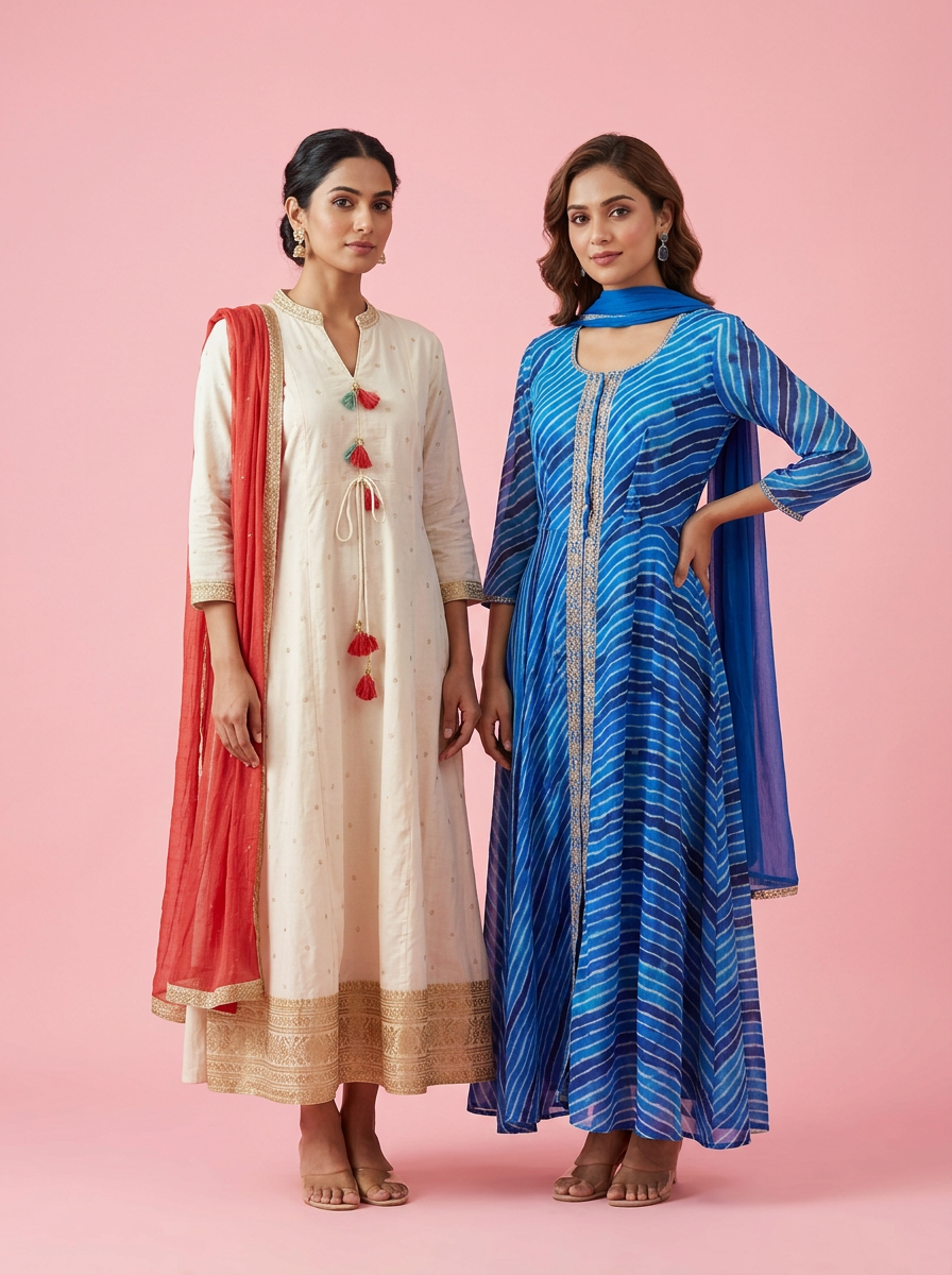 Indigo Leheriya Anarkali Edit