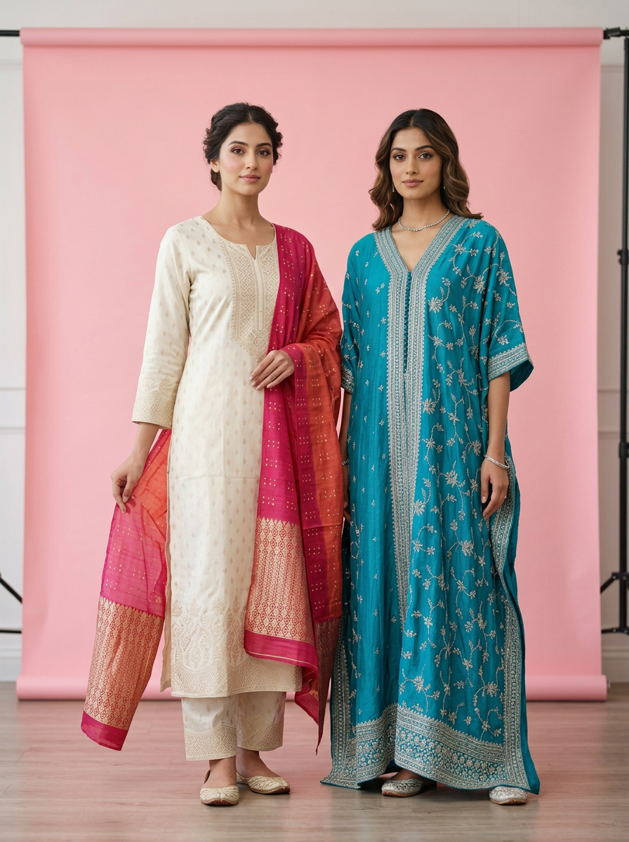 Ivory & Coral Festive Suit Set
