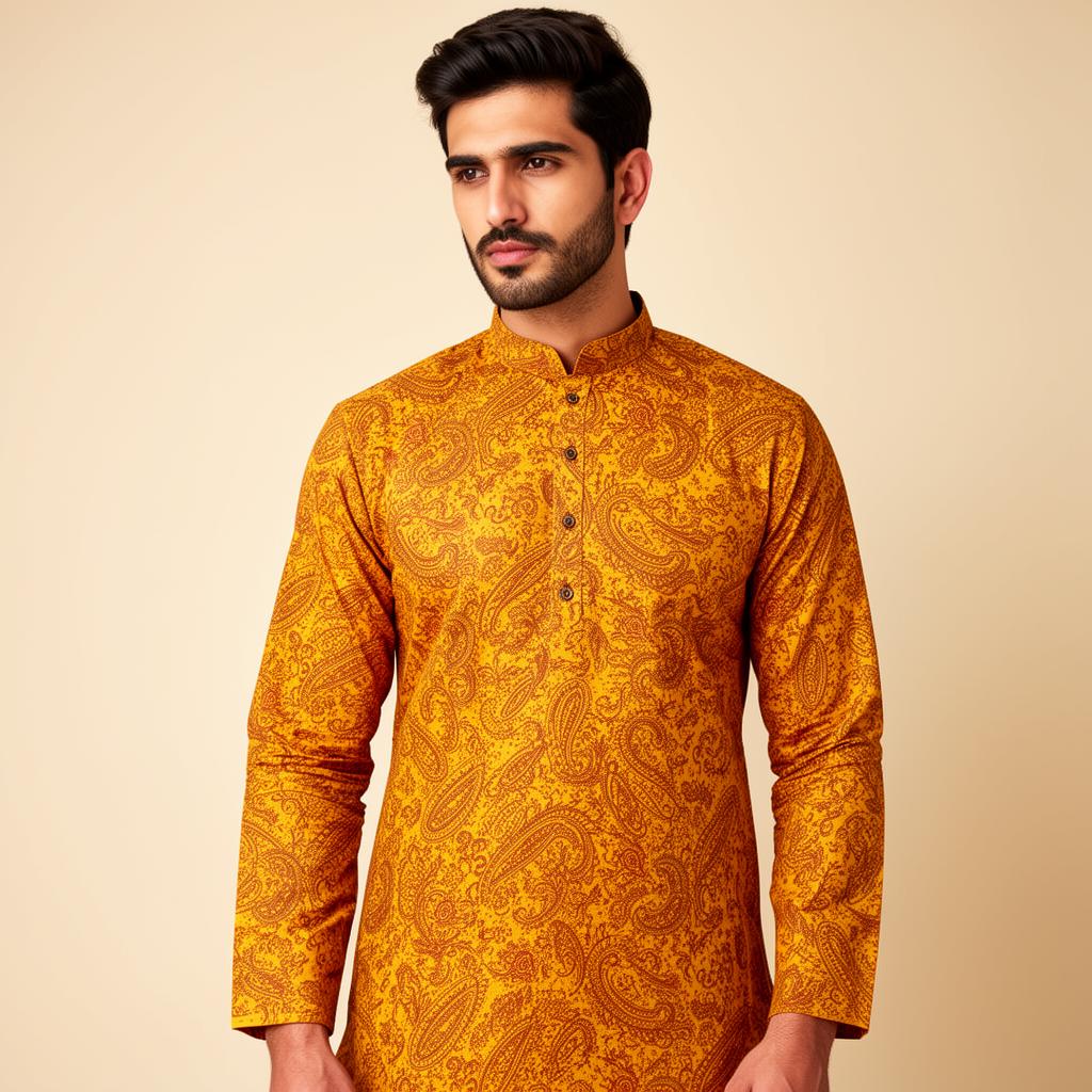 Marigold Mustard Paisley Kurta